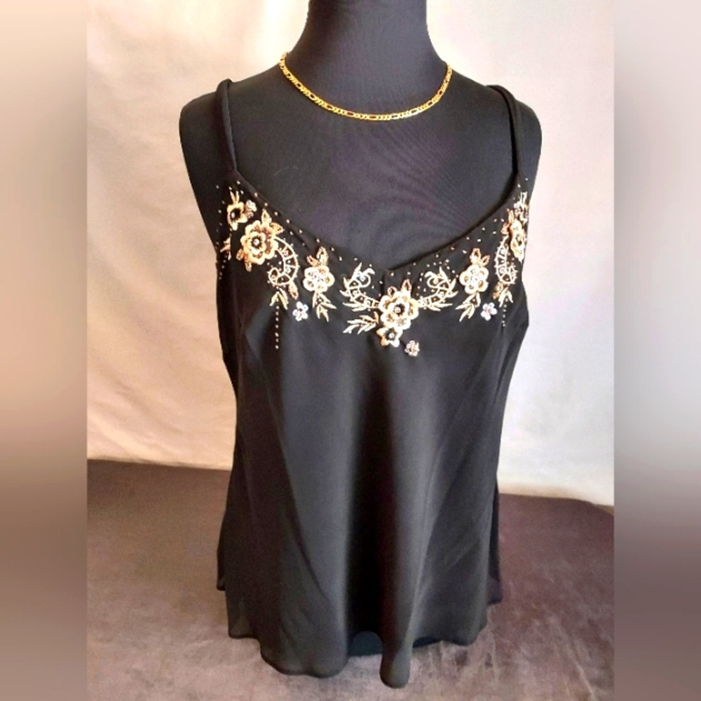 R&M RICHARDS  Formal jeweled tank and matching open front jacket. Sz 18
